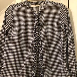 Old Navy Gingham Button Down with ruffle detail